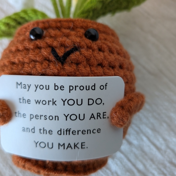 Crochet Flower Pot Positive Plant Spring Flowers Gift Decor 5" Tall 3" Wide - Picture 6 of 8